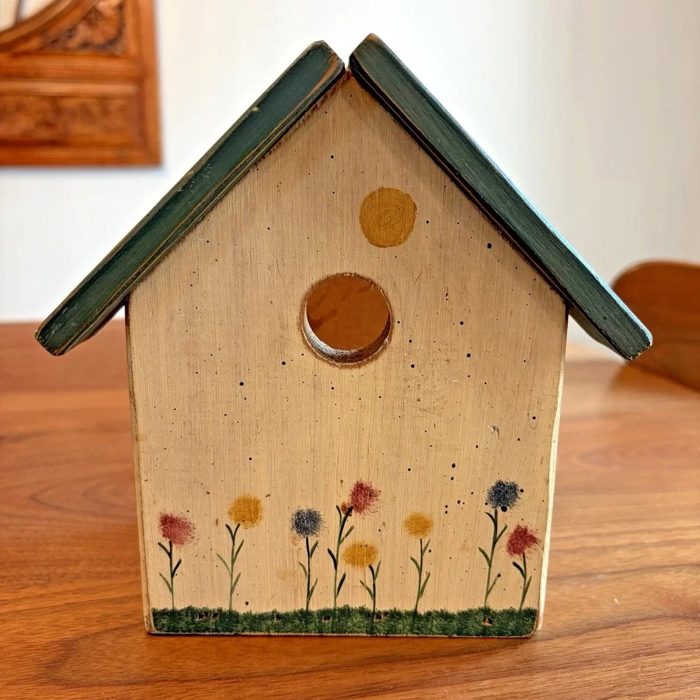 Wooden Birdhouse Napkin Holder Farmhouse Country Kitchen Backyard Cottage Core